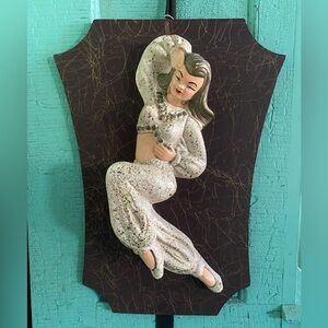 Vintage Ceramic Wall Art with Dancing Woman
